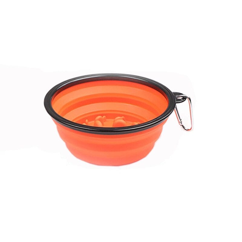The Howling Hounds 0 Orange Collapsible Slow Feeder Bowl
