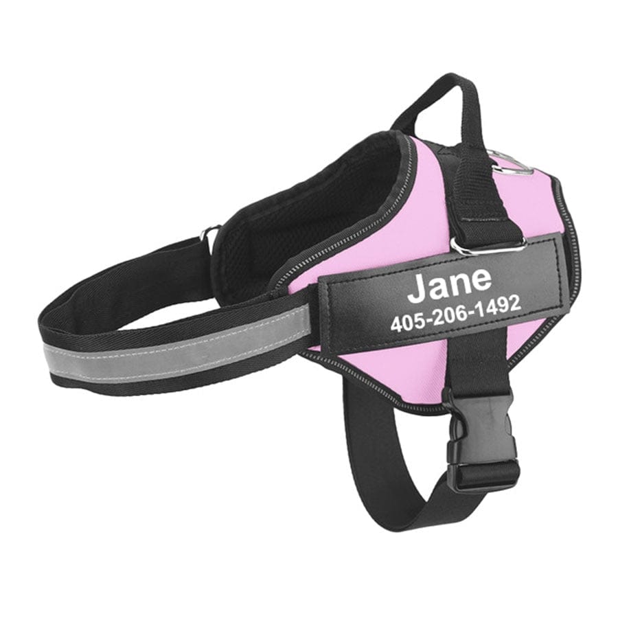 The Howling Hounds Pink / XSmall No Pull Personalised Harness